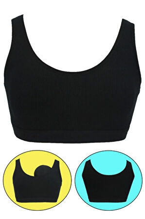 6'lı Dondeza Genç Kız Pedli Düz Geniş Askı Alıştırma Sütyen Yarım Atlet Büstiyer