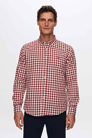 Ds Damat Slim Fit Bordo Kareli Ekoseli Gömlek 7HC02ORT09265 7HC02ORT09265