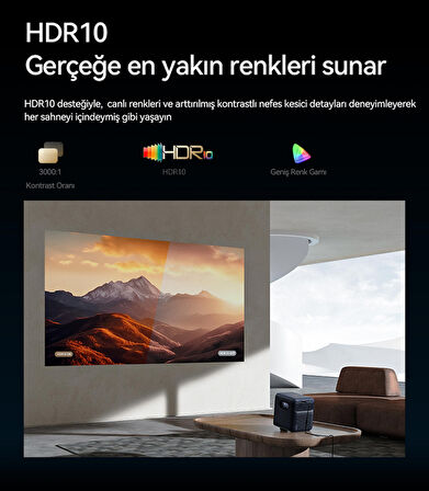 Wanbo Mozart 1 Pro Akıllı Projeksiyon Cihazı – 1200 ANSI, Google TV, HDR, MEMC, Lisanslı | 2025 Yeni Versiyon