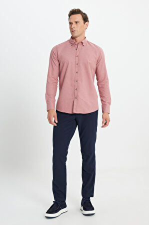 Slim Fit Dar Kesim Düğmeli Yaka Flanel Oduncu Gömlek