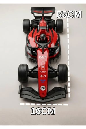 2.4Ghz 1:8 Ölçek 55Cm 7.4V Işıklı Sesli Müzikli Korna Sesli 30Metre Çekim Mesafeli Uzaktan Kumandalı Formula Yarış Arabası