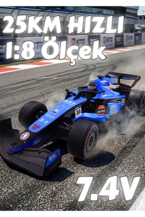 2.4Ghz 1:8 Ölçek 55Cm 7.4V Işıklı Sesli Müzikli Korna Sesli 30Metre Çekim Mesafeli Uzaktan Kumandalı Formula Yarış Arabası