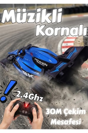 2.4Ghz 1:8 Ölçek 55Cm 7.4V Işıklı Sesli Müzikli Korna Sesli 30Metre Çekim Mesafeli Uzaktan Kumandalı Formula Yarış Arabası