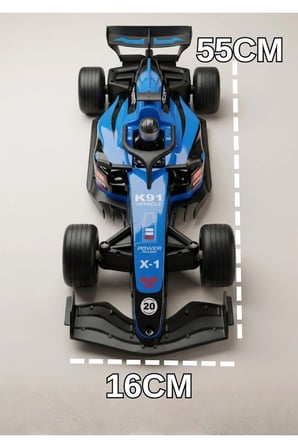 2.4Ghz 1:8 Ölçek 55Cm 7.4V Işıklı Sesli Müzikli Korna Sesli 30Metre Çekim Mesafeli Uzaktan Kumandalı Formula Yarış Arabası