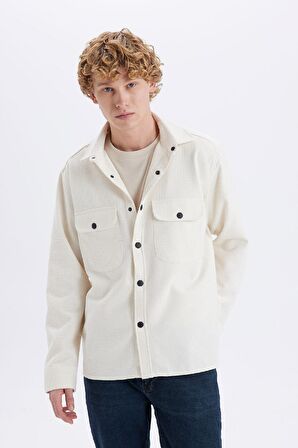 DeFacto Relax Fit Düğmeli Cepli Uzun Kollu Gömlek A6872AX24AUBG766