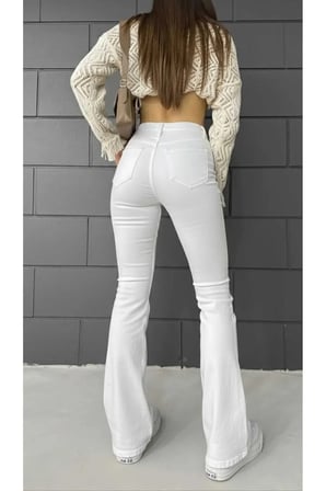 All Star Flare Kadın Jeans Yüksek Bel Likralı İspanyol Paça Denim Kot Pantolon