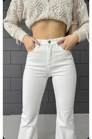 All Star Flare Kadın Jeans Yüksek Bel Likralı İspanyol Paça Denim Kot Pantolon