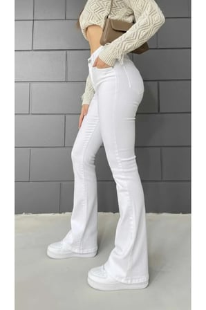 All Star Flare Kadın Jeans Yüksek Bel Likralı İspanyol Paça Denim Kot Pantolon