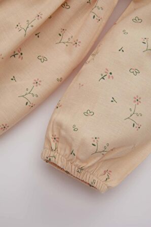 DeFacto Kız Bebek Çiçekli Uzun Kollu Twill Elbise C0494A524SPBG360