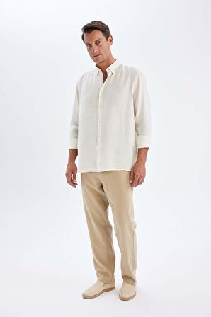 DeFacto Relax Fit Dar Paça Keten Karışımlı Pantolon C1140AX24SMBG732
