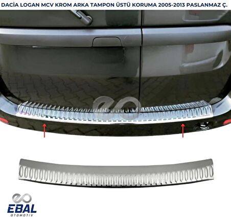 Dacia Logan Mcv Krom Arka Tampon Üstü Koruma 2005-2013 P. Çelik