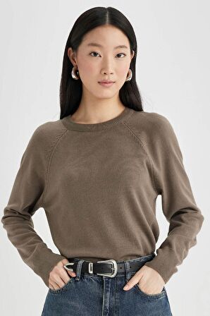 DeFacto Regular Fit Bisiklet Yaka Basic Kazak I6913AZ24WNKH487
