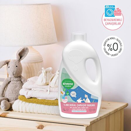 Siveno %100 Doğal Bebek Çamaşır Sabunu Kendinden Yumuşatıcılı Bitkisel Deterjan Konsantre Vegan 1000 ml x 2 Adet