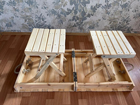 açılır kapanır bavul masa tabure set ( 2 kişilik )