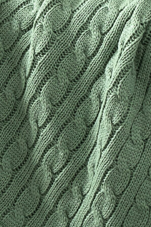 Ponponlu Triko Örgü Tv Battaniyesi-Örgü Koltuk Şalı & Diz Battaniyesi-130x170 cm-Mint