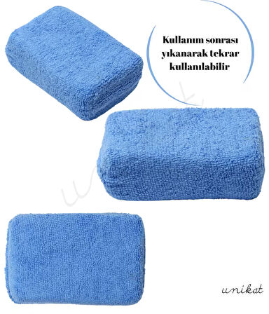 Mikrofiber Bez Kaplı Sünger Uygulama Pedi – Mavi - 2Adet