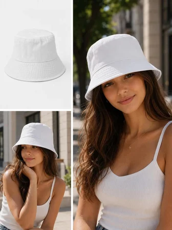 Beyaz Kadın Bucket Şapka