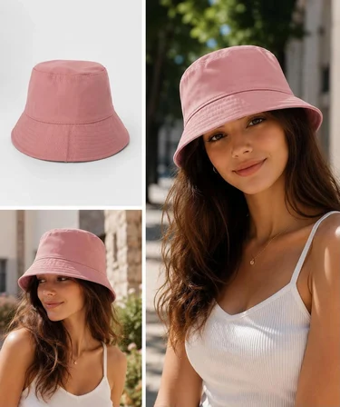 Pembe Kadın Bucket Şapka