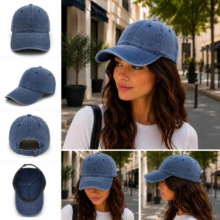 Mavi Unisex Yıkamalı Vintage Şapka