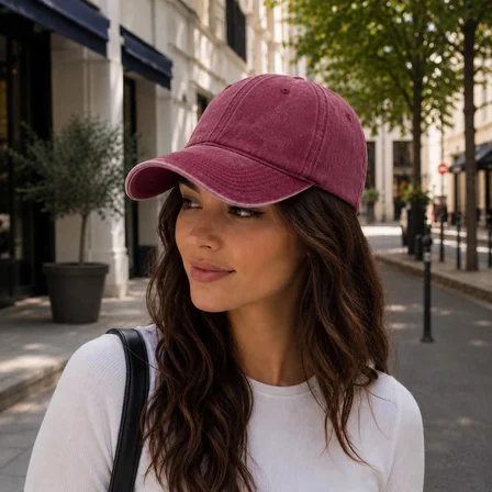 Bordo Unisex Yıkamalı Vintage Şapka