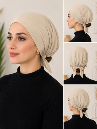 Bej Kadın Bağlamalı Bone – Şık ve Rahat Günlük Bone