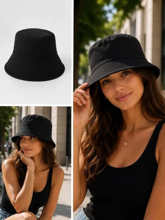 Siyah Kadın Bucket Şapka