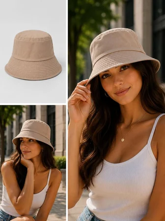 Bej Kadın Bucket Şapka