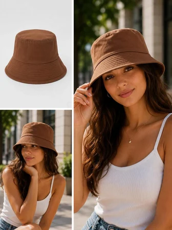 Kahverengi Kadın Bucket Şapka