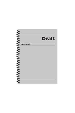 Çizgili Sert Kapak Spiralli Draft Defter Gri 17x24