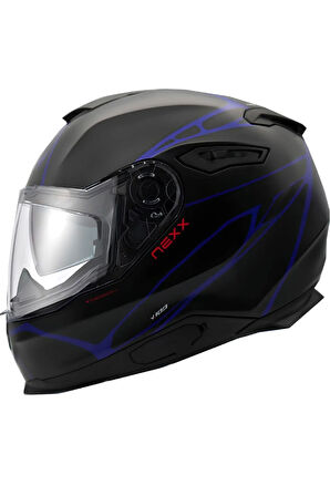 Y.100R REACT MAT SİYAH-MAVİ KASK