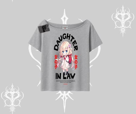 Kayık Yaka Tshirt Anime Girl Daughter In Law Baskılı