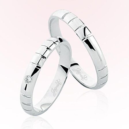 Beyaz Kareli Altın Alyans 5605