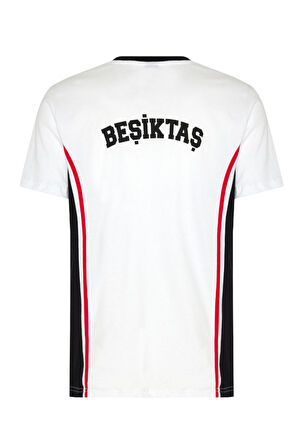 Beşiktaş Orijinal Lisanslı Antrenman Beyaz Bisiklet Yaka T-Shirt