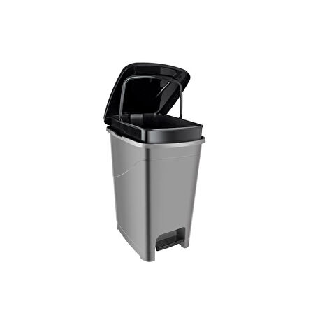 Omnipazar SRL-3029 Slim Pedallı Plastik Çöp Kovası İç Kovalı 25 lt Antrasit (116)