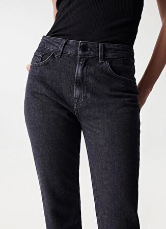 Siyah Kadın Yüksek Bel Mom Fit Denim Pantolon CROPPED TRUE SLIM BLACK JEANS 21004613