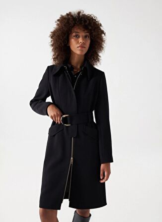 Siyah Kadın Kaban BELTED GABARDINE COAT 21006864