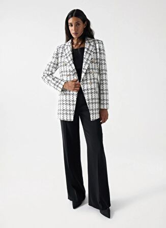 Kırık Beyaz Kadın Kruvaze Yaka Blazer TWEED BLAZER 21006889