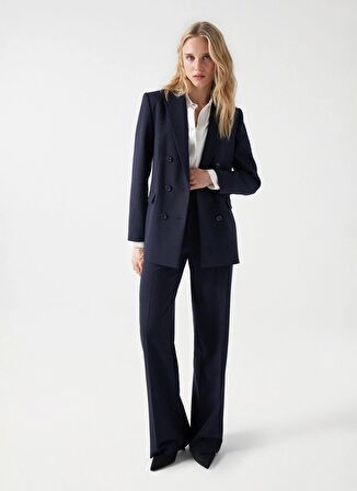 Koyu Mavi Kadın Normal Bel Pantolon PINSTRIPE SUIT TROUSERS 21007074