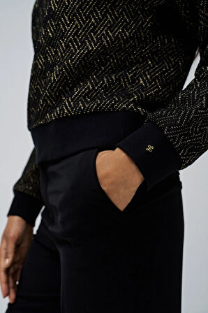 Salsa Jeans Yuvarlak Yaka Standart Düz Siyah Kazak 21008831