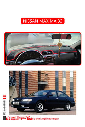 Nissan Maxima 32 Torpido Koruma  Halısı -  Kırmızı Kenar