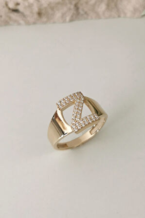 Altın Taşlı Z Harf Yüzük