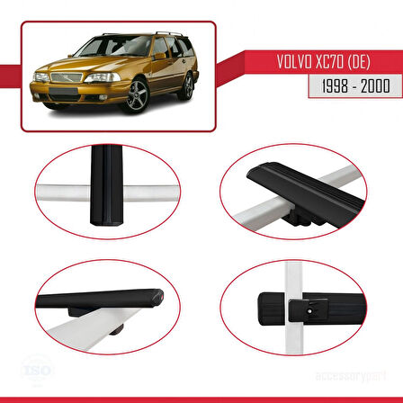 Volvo XC70 1998-2000 Arası ile Uyumlu BASIC Model Ara Atkı Tavan Barı Siyah 2 Adet