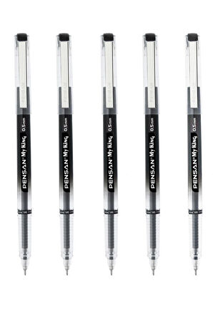 My King İğne Uçlu Metal Klipsli Jel Tükenmez Kalem 0.5 Mm Siyah - 5 Adet