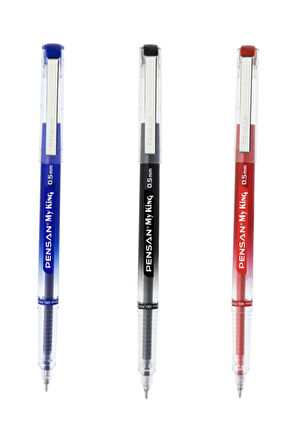 My King İğne Uçlu Metal Klipsli Jel Tükenmez Kalem 0.5 Mm Siyah - 5 Adet