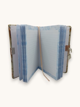Gül Çiçek Desenli Hatıra Defteri (Günlük) Kilitli Defter 80 yaprak -Turuncu