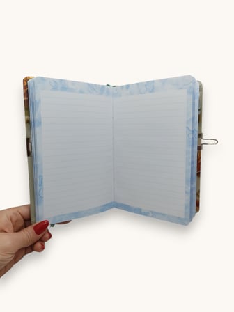 Gül Çiçek Desenli Hatıra Defteri (Günlük) Kilitli Defter 80 yaprak -Turuncu