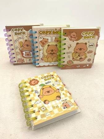 Capy Bara Not Defteri - Mini Telli A7 Not Defteri - Sarı