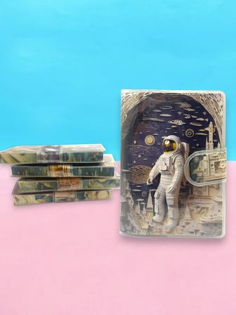 3D Görünümlü Astronot A7 Not Defteri , Çıt Çıtlı Cep Defteri - Sarı