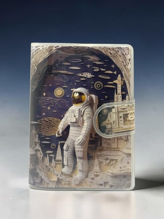 3D Görünümlü Astronot A7 Not Defteri , Çıt Çıtlı Cep Defteri - Sarı