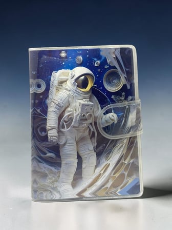 3D Görünümlü Astronot A7 Not Defteri , Çıt Çıtlı Cep Defteri - Mavi